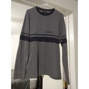 Abercrombie & Fitch Mens Size L Gray Navy Blue Long Sleeve Logo Shirt